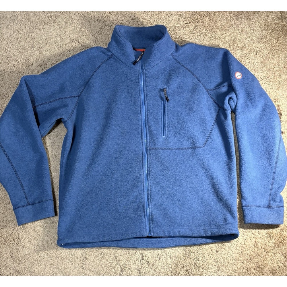 Timberland Men's Fleece Jacket XL Full Zip Blue Pockets Cinch Waist Cozy Outdoor
